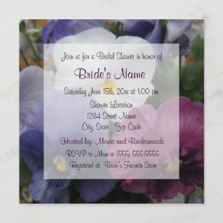 Purple Pansy Bridal Shower Invitation