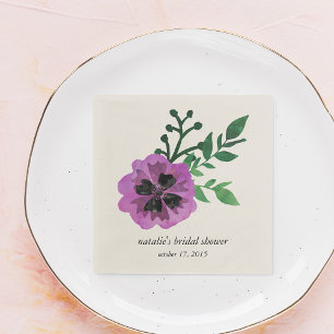 Purple Pansy Bridal Shower Napkins