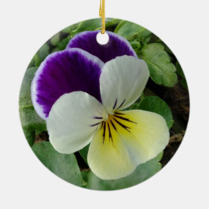 Purple pansy ceramic tree decoration