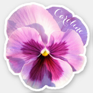 Purple Pansy Custom Name Countour Sticker