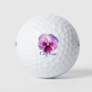 Purple Pansy Custom Name Golf Balls