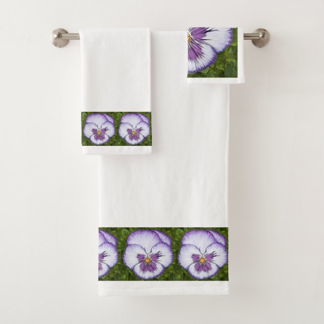 Purple Pansy Face Bath Towel Set (Insitu)