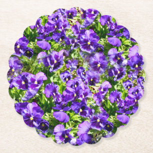 Purple Pansy Field, Paper Coaster