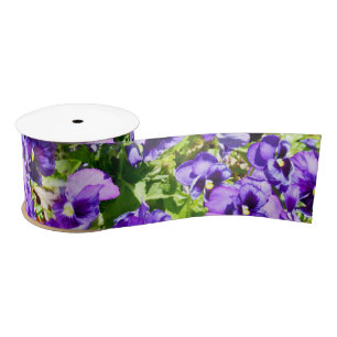 Purple Pansy Field, Satin Ribbon