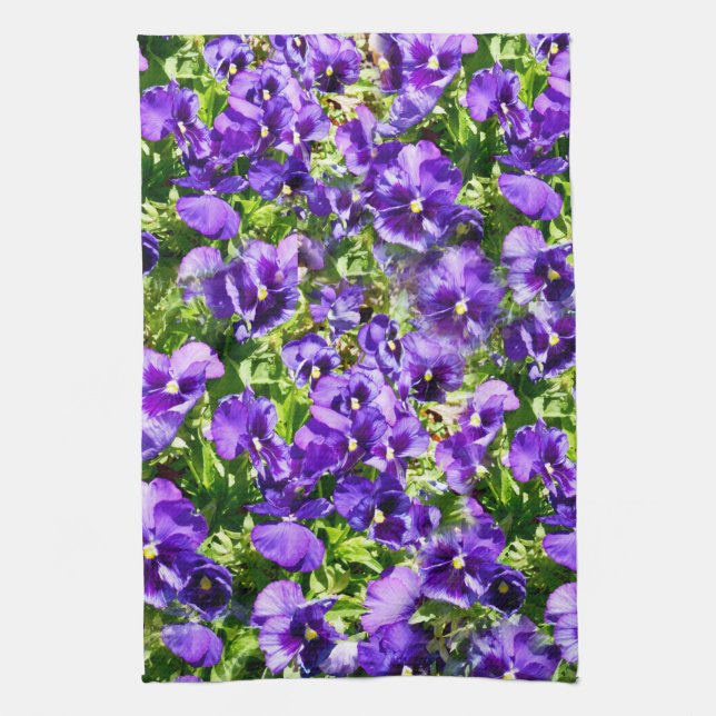 Purple Pansy Field, Tea Towel (Vertical)