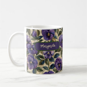 Purple Pansy Floral Flower Custom Mug