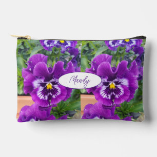 Purple Pansy Floral Flower Purple Viola Girls Accessory Pouch