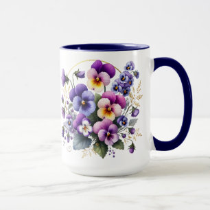 Purple Pansy Floral Mug