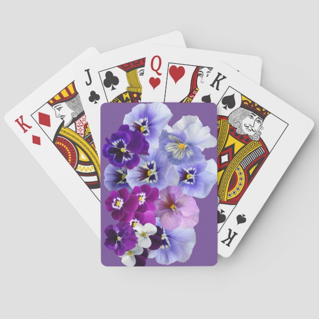 Purple Pansy Floral Playing Cards (Back)