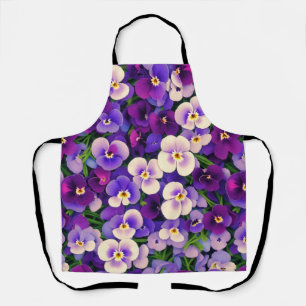 Purple Pansy Flower Apron