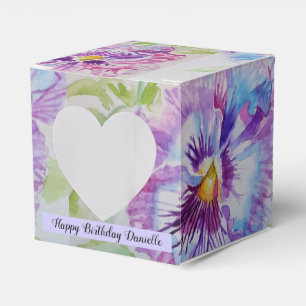 Purple Pansy Flower Floral Party Cake Favour Box
