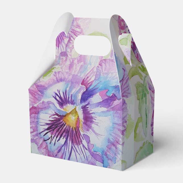 Purple Pansy Flower Floral Party Cake Favour Box (Front Side)