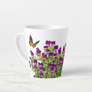 Purple Pansy  Flower Latte Mug