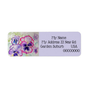 Purple Pansy Flower Return Address Labels