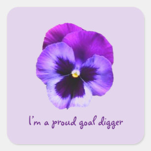 Purple Pansy Flower Sticker w/ Quotes