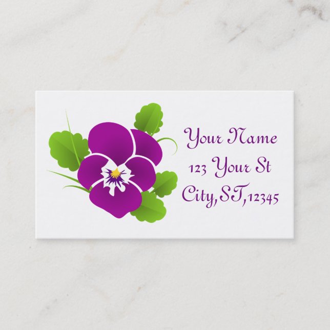 Purple Pansy Flower Thunder_Cove Business Card (Front)