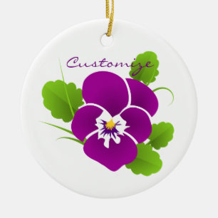 Purple Pansy Flower Thunder_Cove Ceramic Tree Decoration