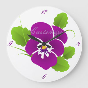 Purple Pansy Flower Thunder_Cove Large Clock