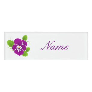 Purple Pansy Flower Thunder_Cove Name Tag