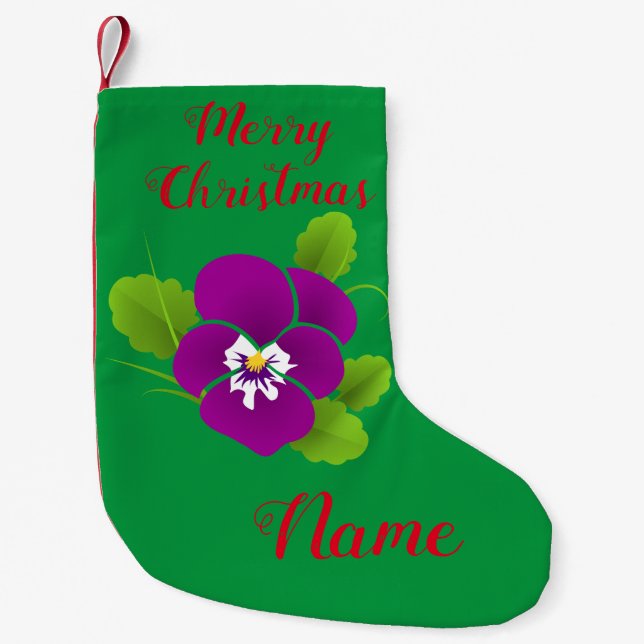 Purple Pansy Flower Thunder_Cove Small Christmas Stocking (Front)