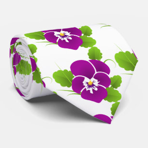 Purple Pansy Flower Thunder_Cove Tie