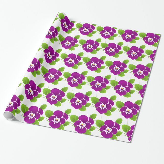 Purple Pansy Flower Thunder_Cove Wrapping Paper (Unrolled)