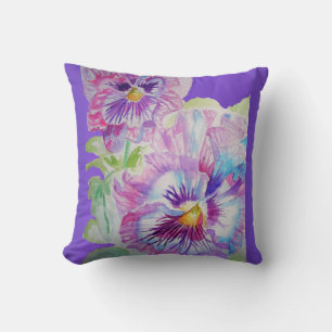 Purple Pansy Flowers Floral decor Cushion