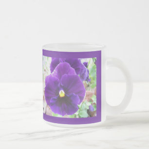 Purple Pansy Frosted Glass Coffee Mug