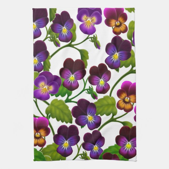 Purple Pansy Garden Kitchen Towel (Vertical)