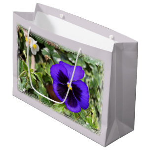 Purple pansy large gift bag
