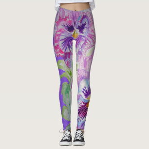 Purple Pansy large pansy Leggings