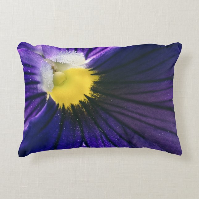 Purple pansy macro photograph elegant decorative cushion (Front)