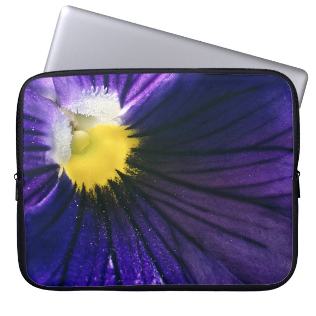 Purple pansy macro photograph elegant laptop sleeve (Front)