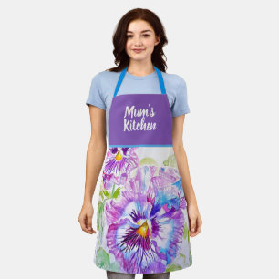 Purple Pansy Pansies Floral Flower Christmas Apron