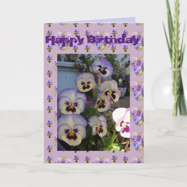 Purple Pansy Pansies Flower Floral Photo art Card (Front)