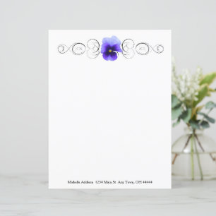 Purple Pansy Personalised Paper Sheet