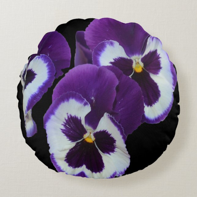 Purple Pansy Posy, Round Cushion (Front)