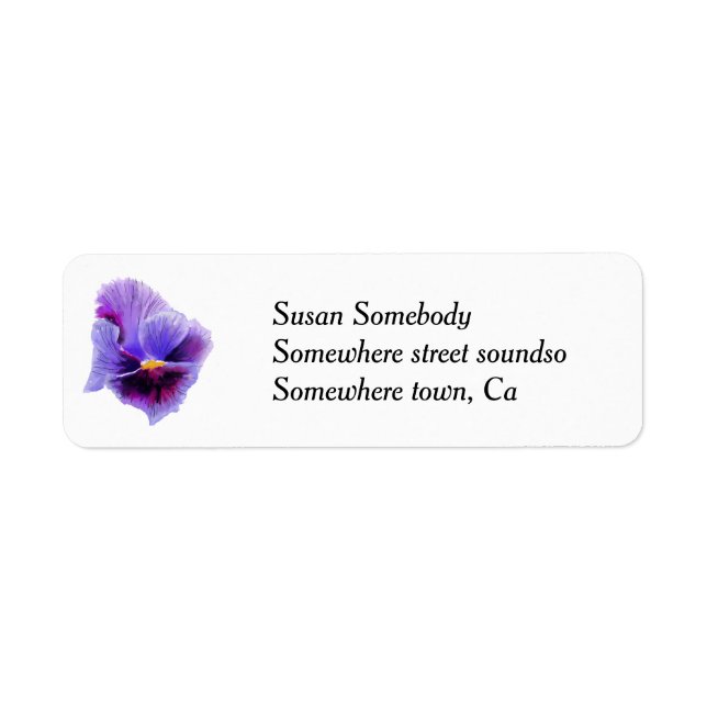 Purple Pansy return address label (Front)