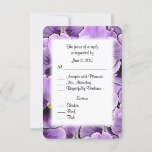 Purple Pansy RSVP Card with Entree Choices