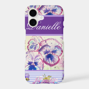 Purple Pansy Shabby Chic Watercolor Pink Blue