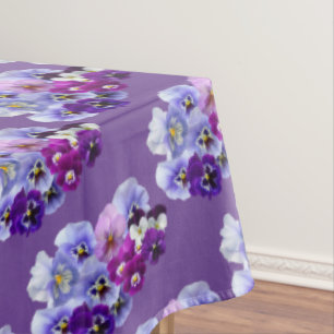 Purple Pansy Square Floral Tablecloth