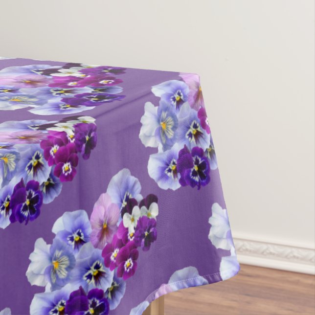 Purple Pansy Square Floral Tablecloth (In Situ)