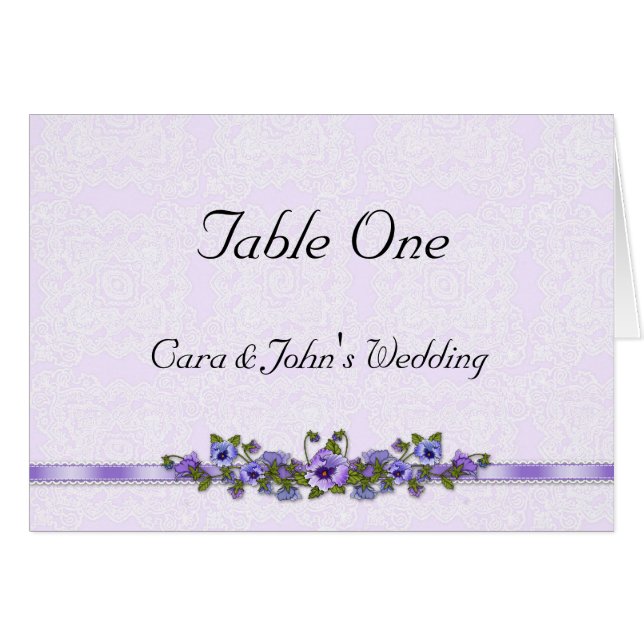 Purple Pansy Table Seating Card (Front Horizontal)