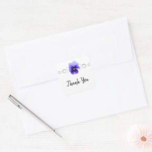 Purple Pansy Thank You Sticker