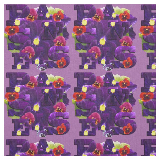 Purple Pansy Typography, Fabric (Swatch)