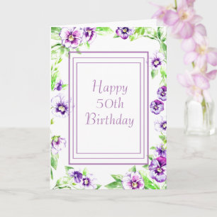 Purple Pansy Watercolor Birthday Card