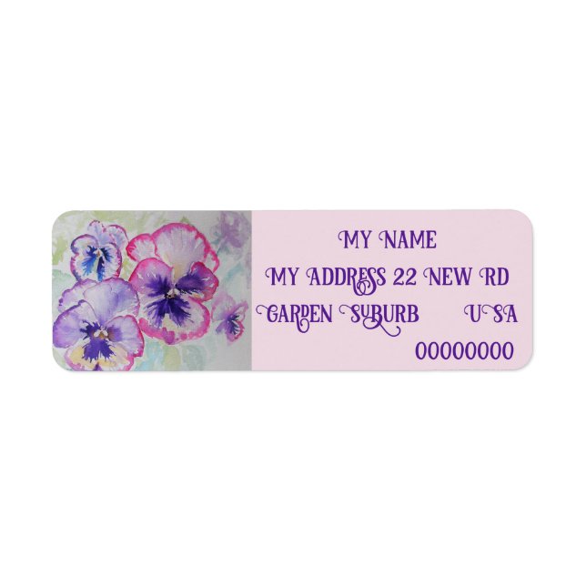 Purple Pansy Watercolor Flower Floral (Front)