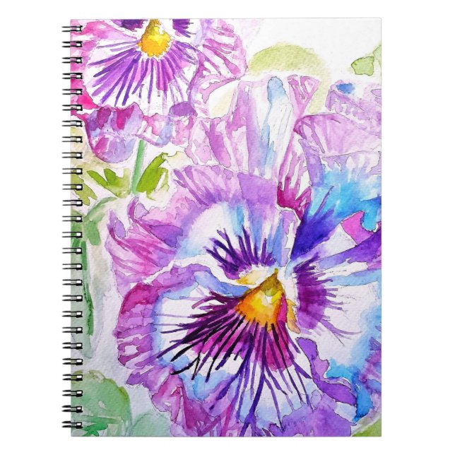 Purple Pansy Watercolour Flower Playing Cards Set Notebook (Front)