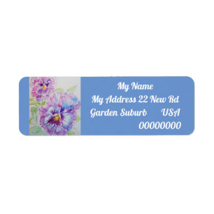 Purple Pansy Watercolour Return Address Labels