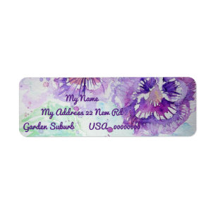 Purple Pansy Watercolour Return Address Labels